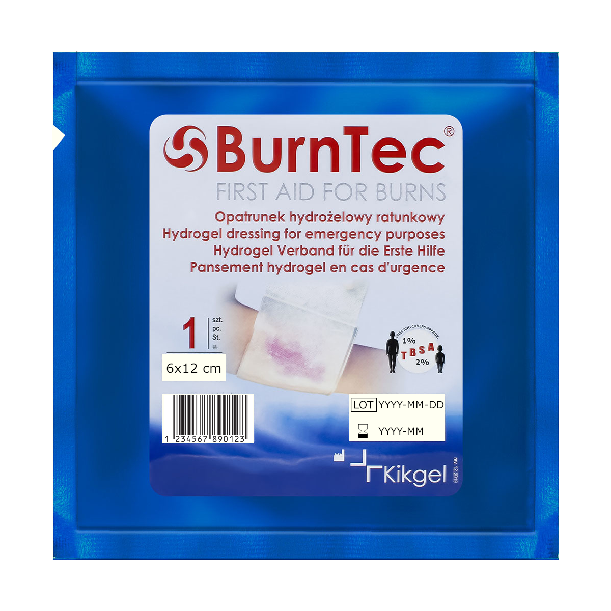 opatrunek hydrożelowy burntec 6 x 12 cm