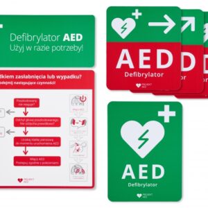 zestaw tablic informacyjno kierunkowych aed