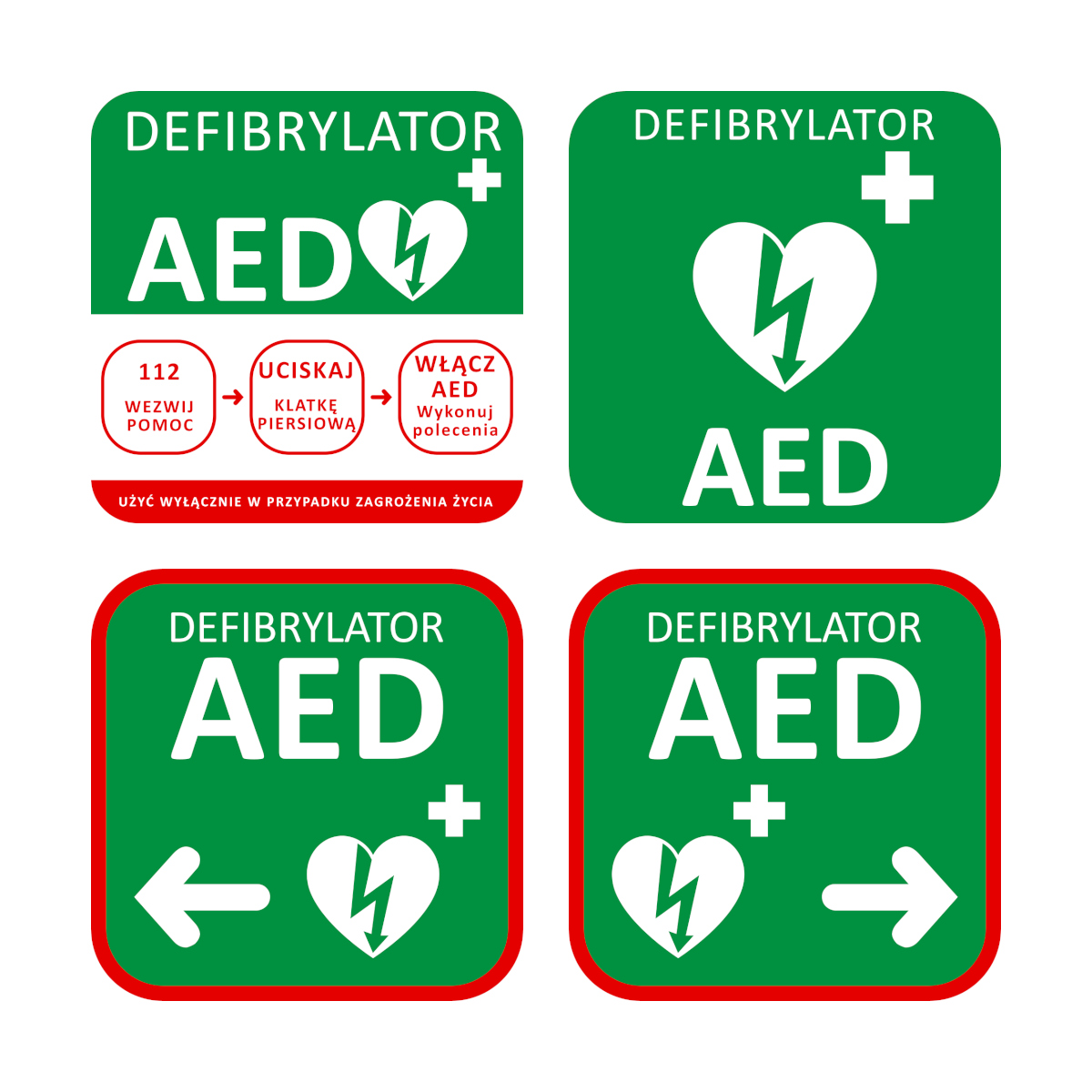 zestaw tablic informacyjnych aed 4 sztuki